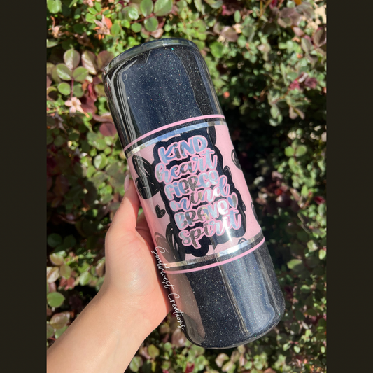 Kind Heart, Fierce Mind, Brave Spirit - Black & Pink Hearts 30 oz Fatty Tumbler