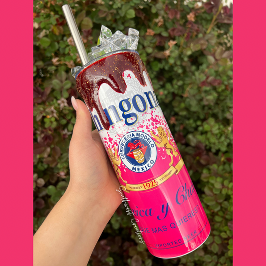 Chingona Tumbler with Lime & Ice - 20 oz Skinny