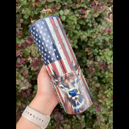 Deer & American Flag Tumbler