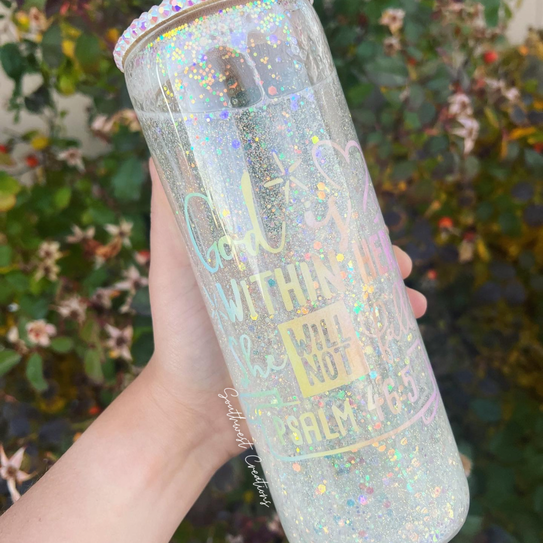 God is Within Her Snow Globe Tumbler - 20 oz