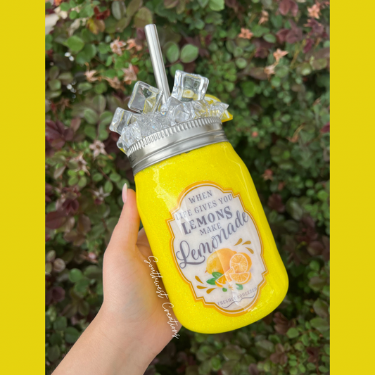 Lemonade with Lime & Ice - 12 oz Mason Jar