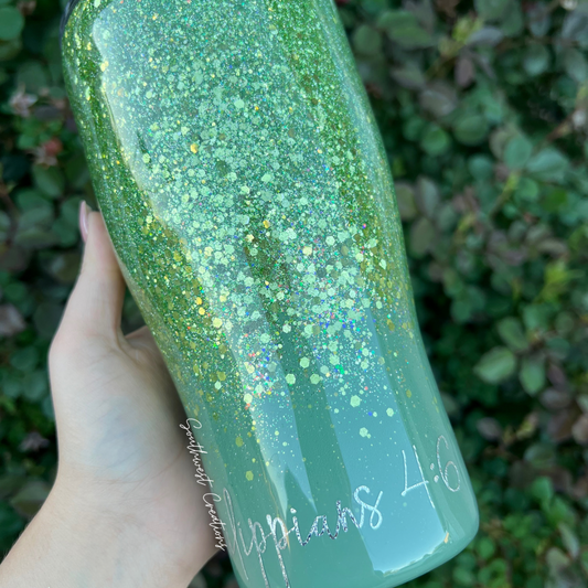 Philippians 4:6 Green & Gold - 30 oz Curve Tumbler