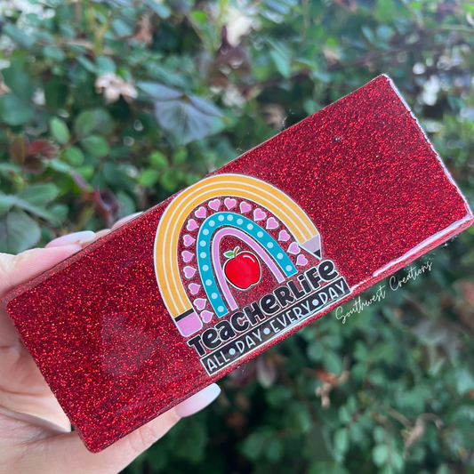 Red Teacher Life Rainbow Eraser