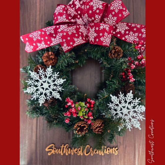 Winter Red Berries Pine Wreath
